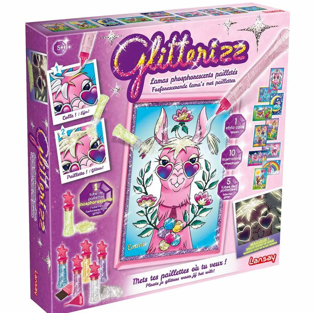 Kit création paillette phosphorescent Glitterizz 10 images