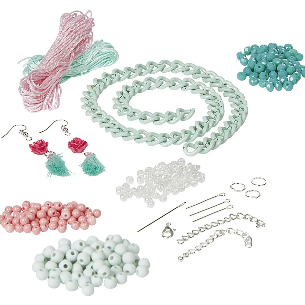 Kit de création collier et boucles d'oreilles vert menthe