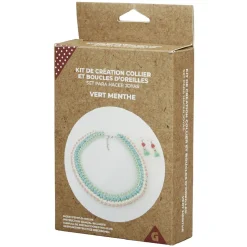 Kit de création collier et boucles d'oreilles vert menthe