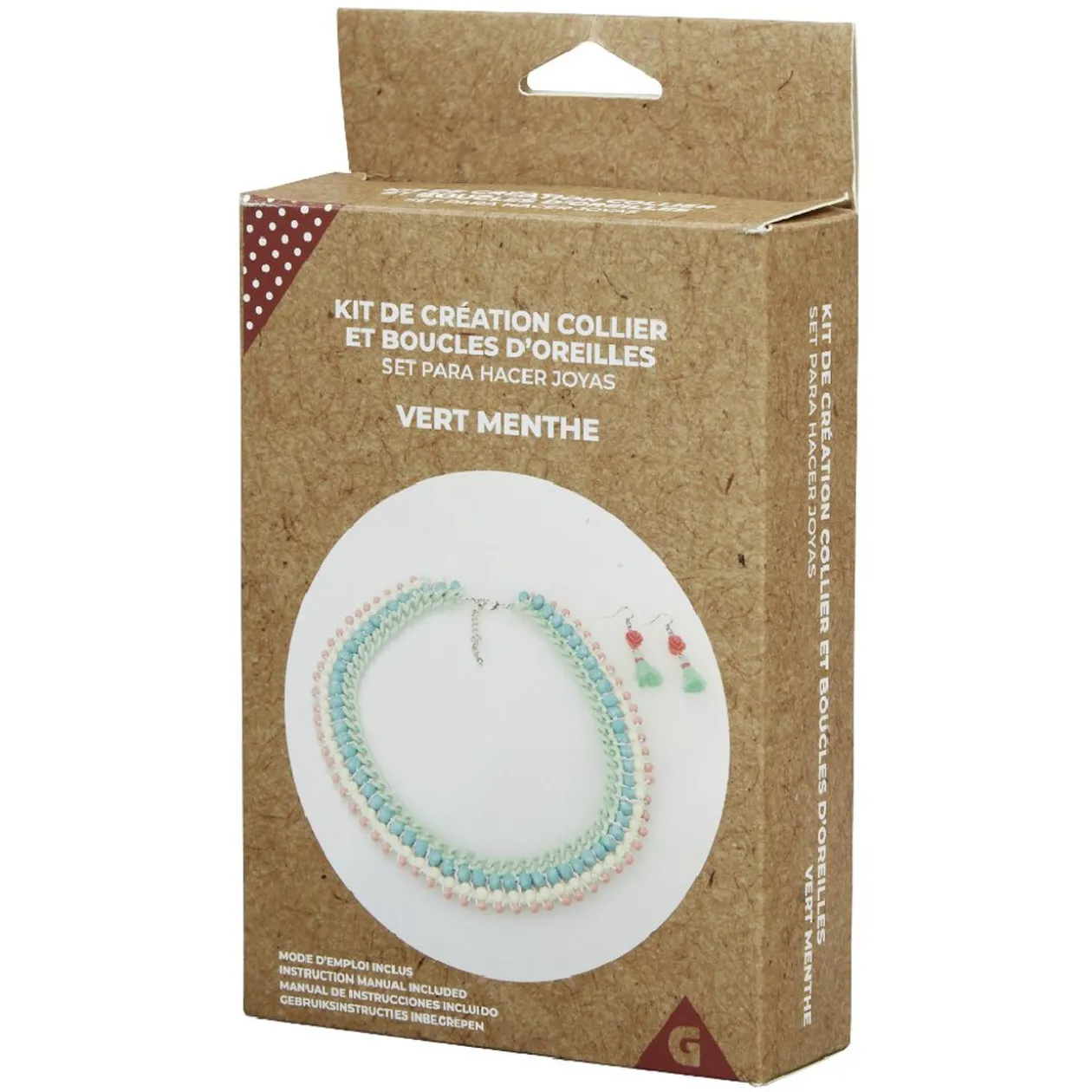 Kit de création collier et boucles d'oreilles vert menthe