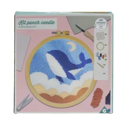 Kit de crochet avec support rond bois et laine 25x9x6cm - plusieurs modèles