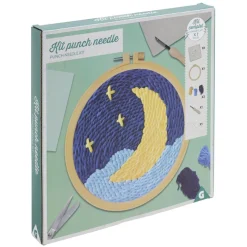 Kit de crochet avec support rond bois et laine 25x9x6cm - plusieurs modèles