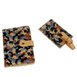 Kit de voyage design militaire marron et bleu