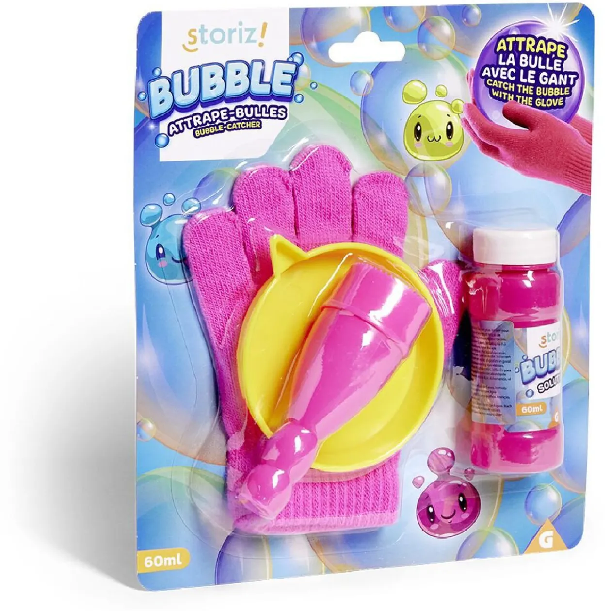 Kit gant magique attrape-bulles avec souffleur et solution 60 ml