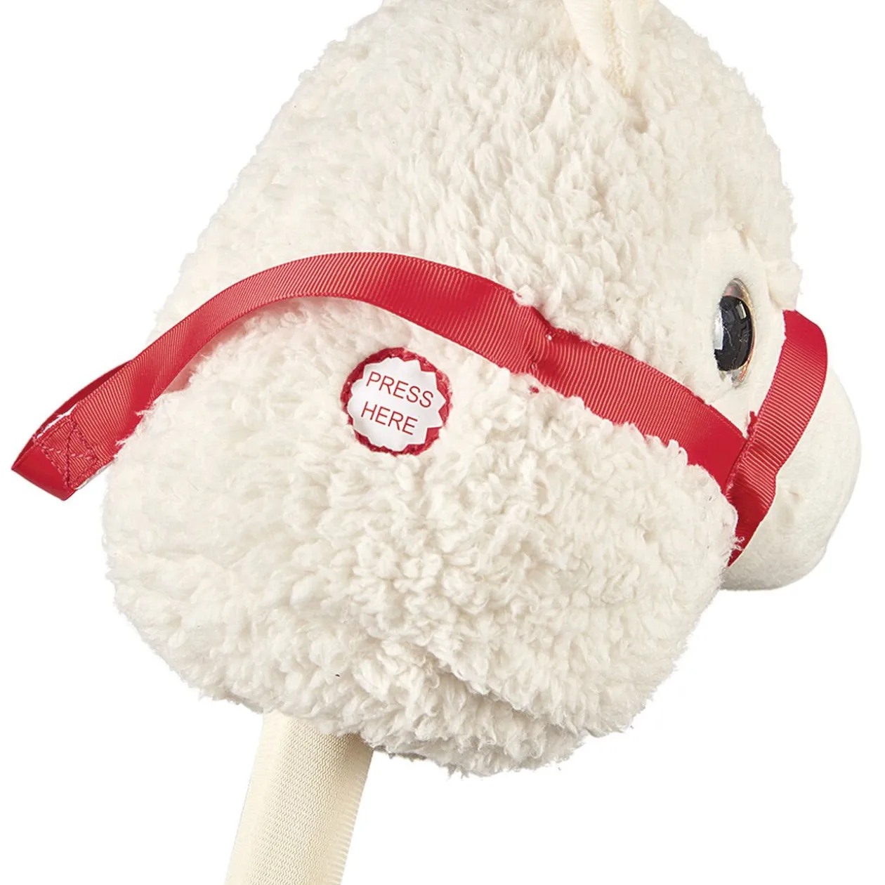 Lama à chevaucher blanc lanière rouge