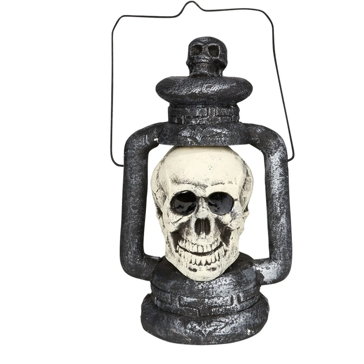Lanterne Halloween tête de mort grise et blanche
