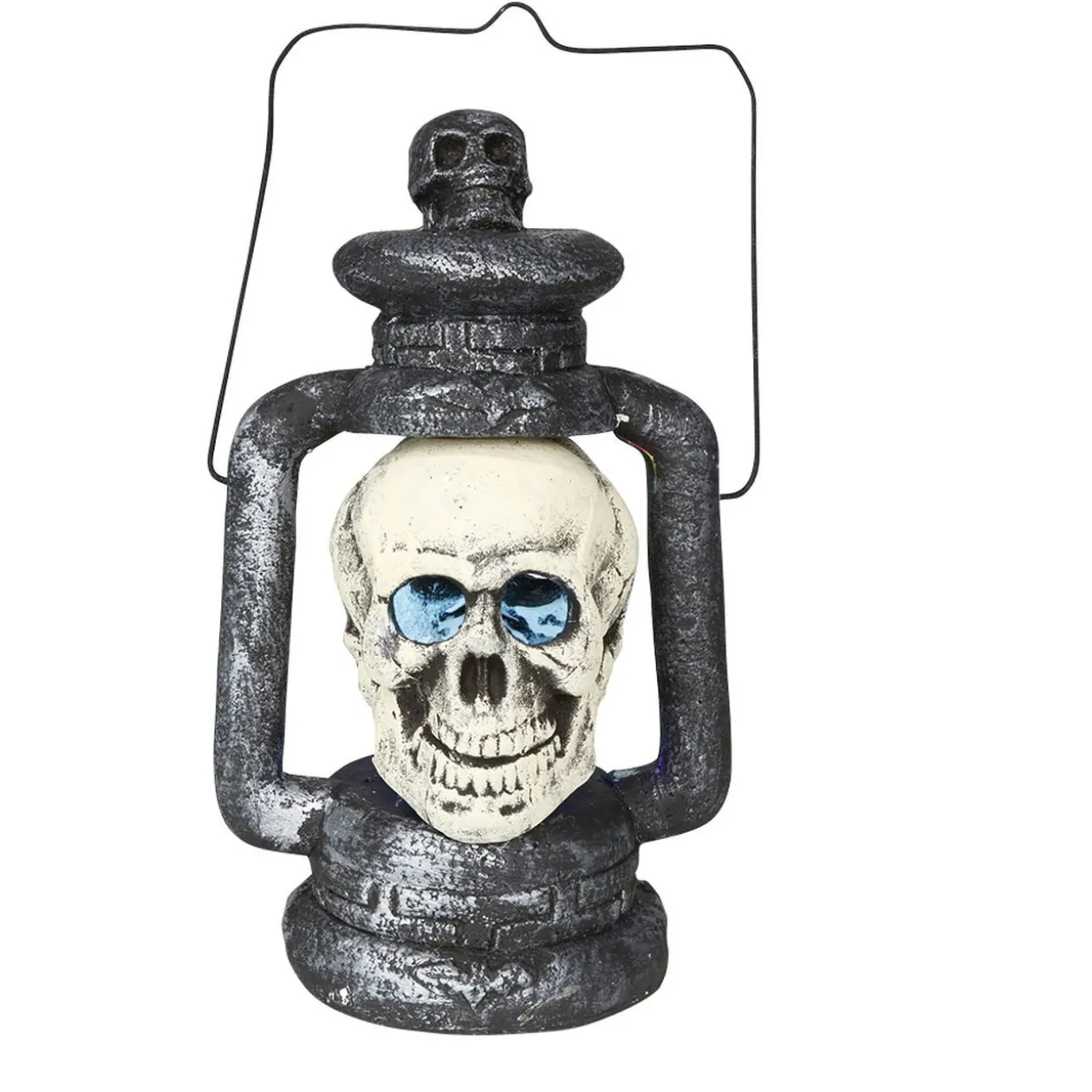 Lanterne Halloween tête de mort grise et blanche