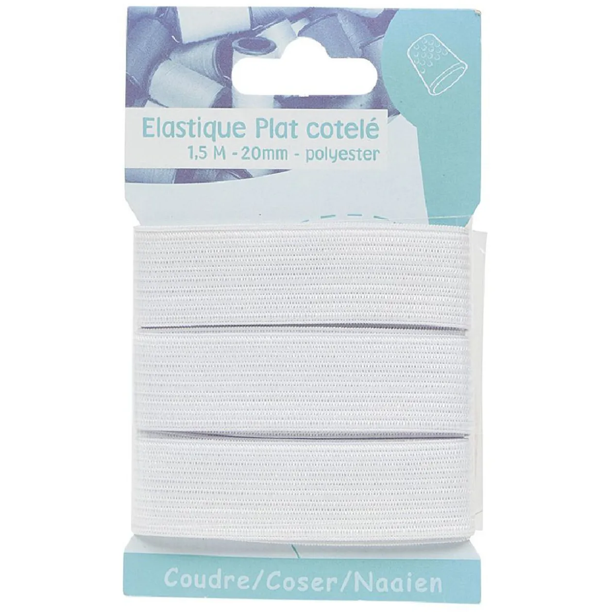 Élastique maille blanc L.2 m