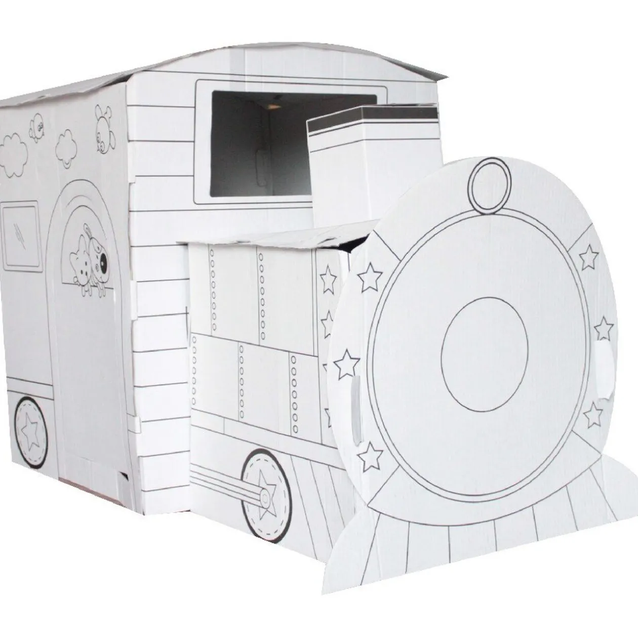 Locomotive en carton à colorier