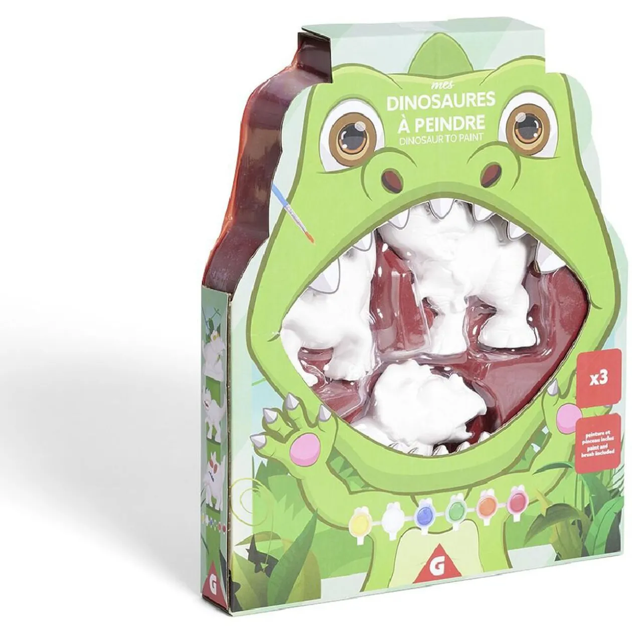 Lot 3 figurines à peindre thème dinosaure - peinture et pinceau inclus