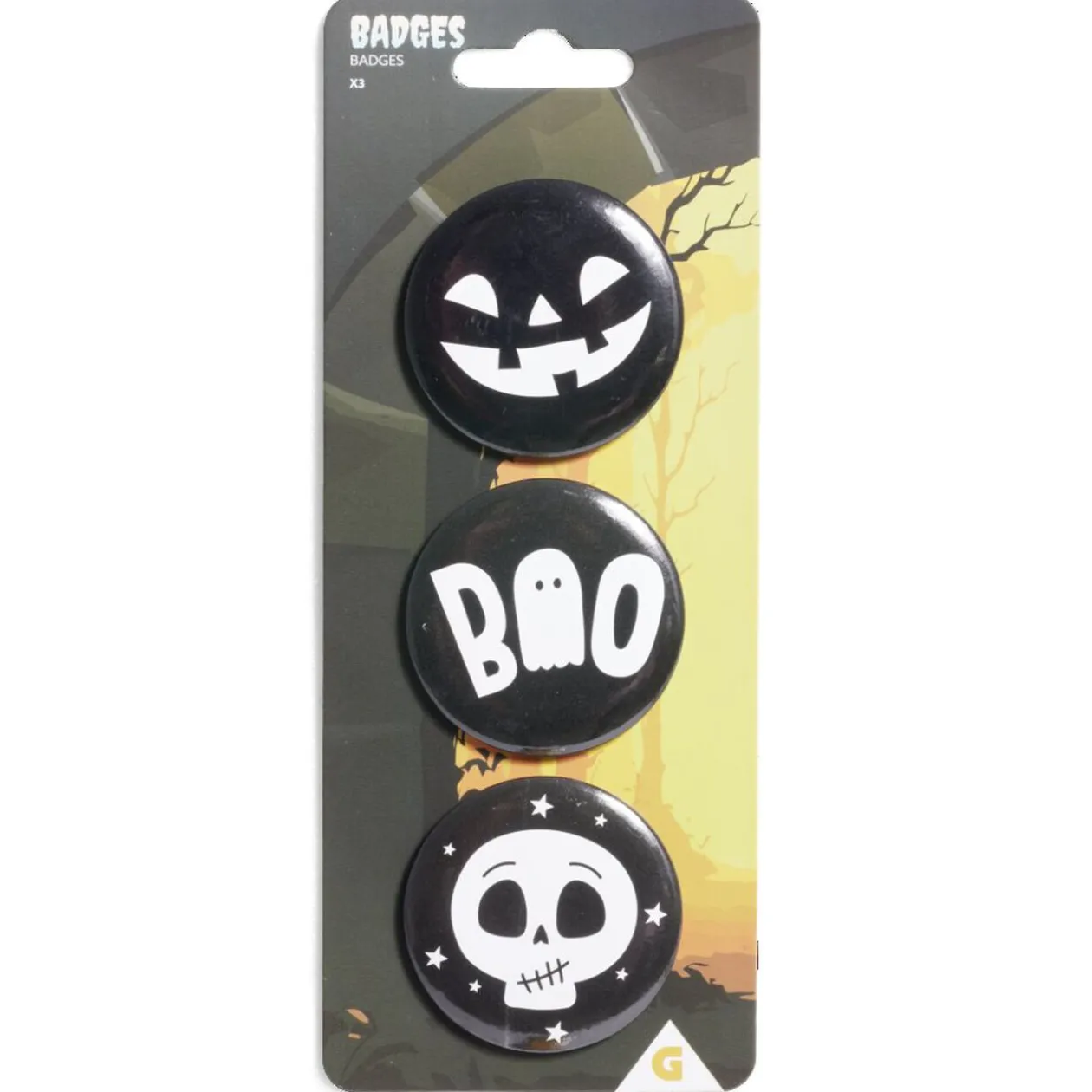 Lot de 3 badges Halloween