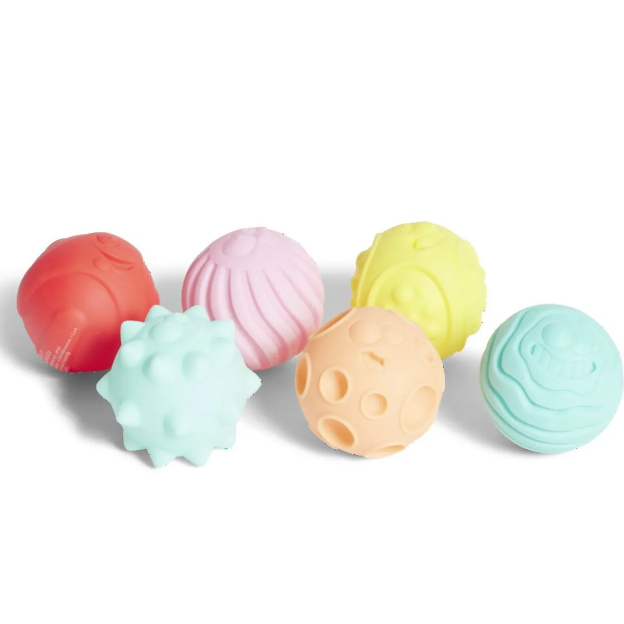 Lot de 6 balles éveil texturées thème émoji multicolore