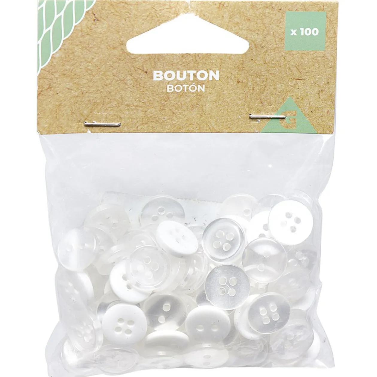 Lot de 100 boutons blanc
