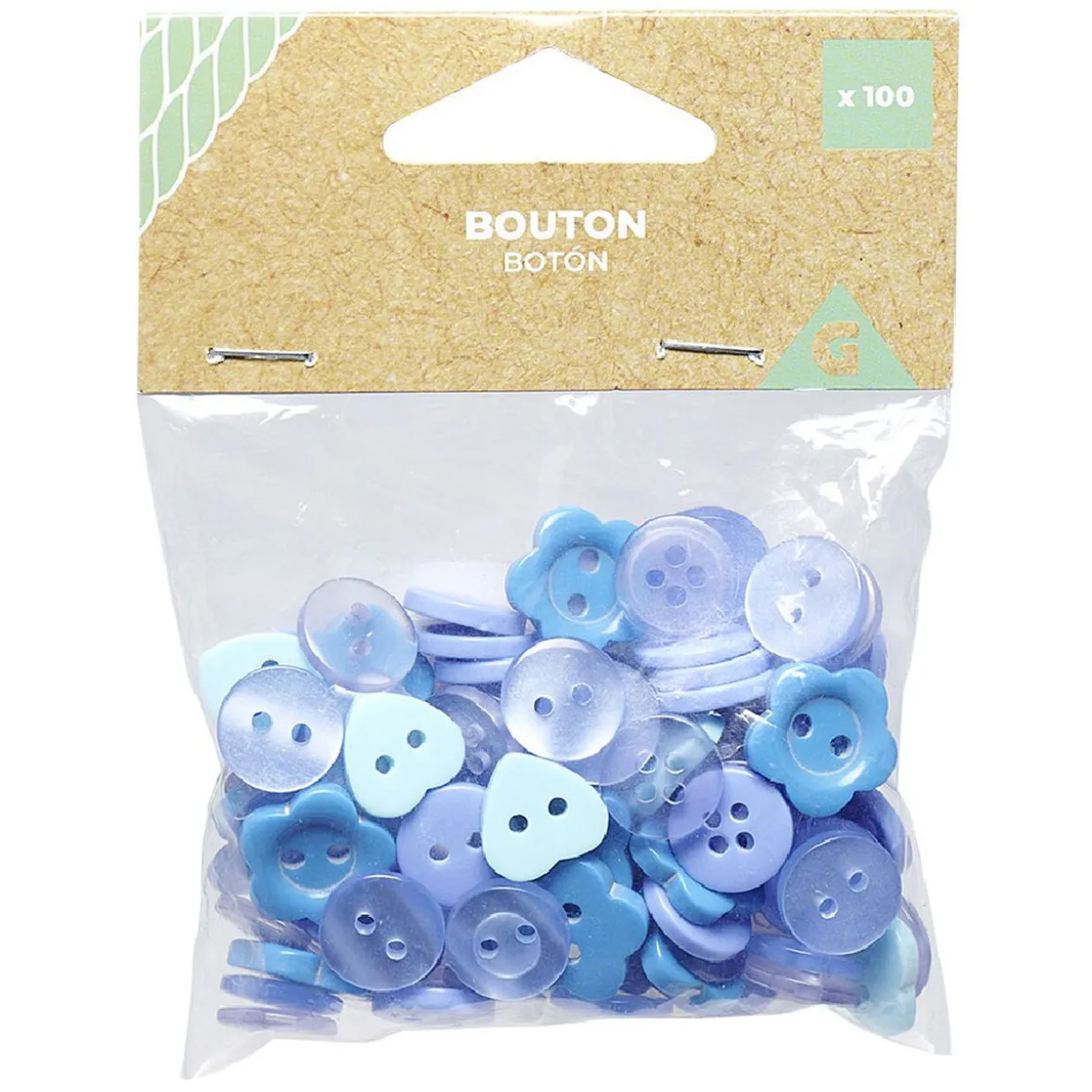 Lot de 100 boutons bleu