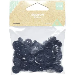 Lot de 100 boutons noirs
