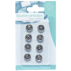 Lot de 8 boutons pression à coudre en métal
