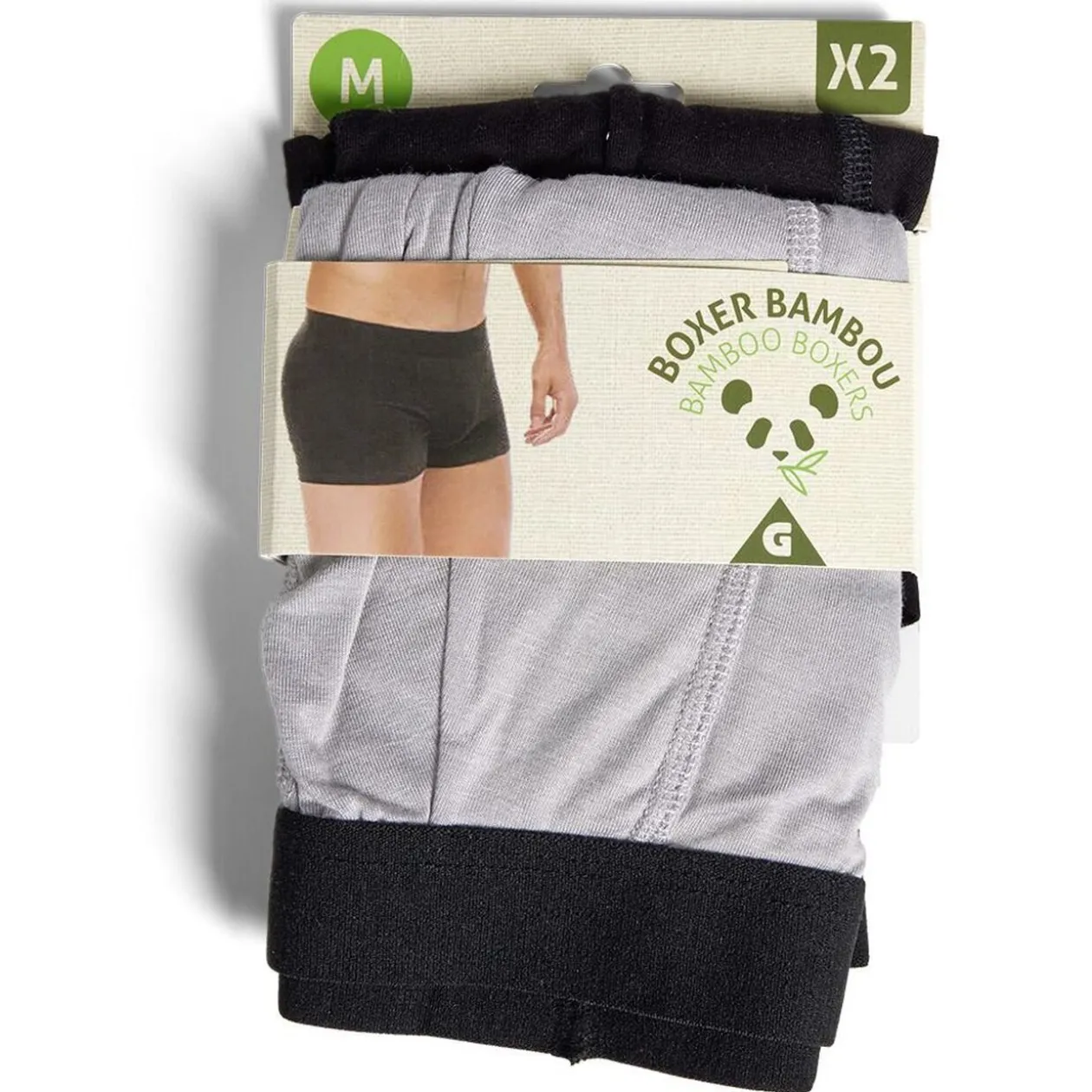 Lot de 2 boxers homme taille M bambou et élasthanne noir