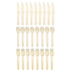 Lot de 24 couverts en bois