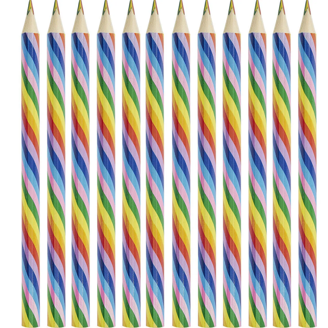 Lot de 12 crayons de couleur arc-en-ciel