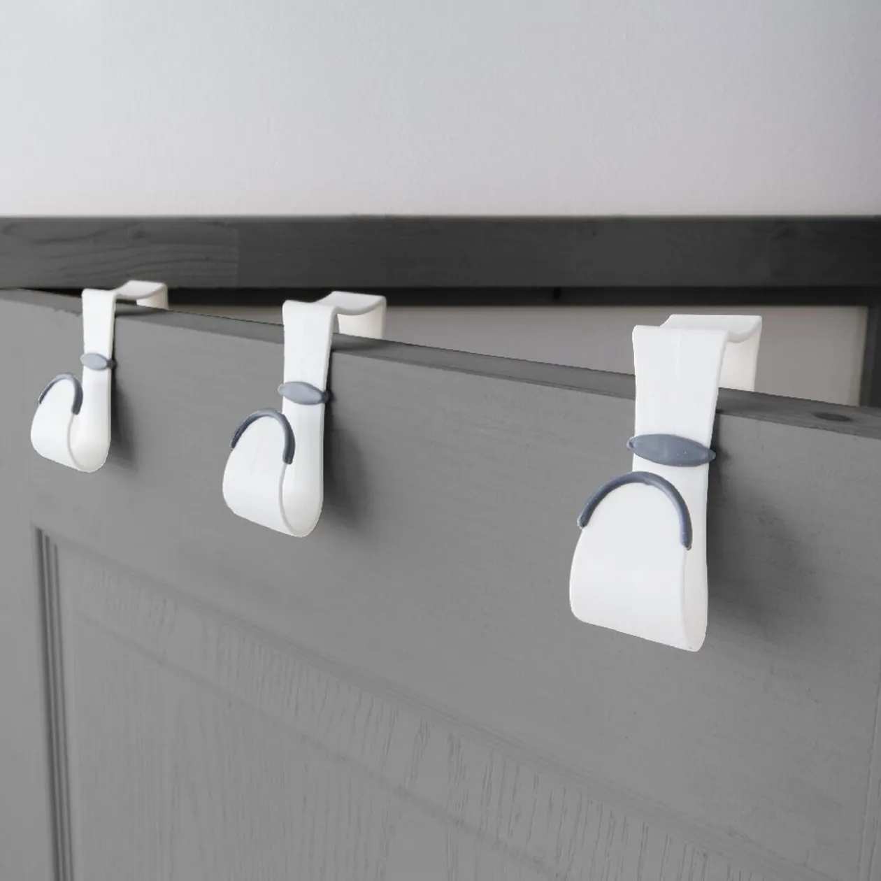 Lot de 3 crochets pour dessus de porte blanc