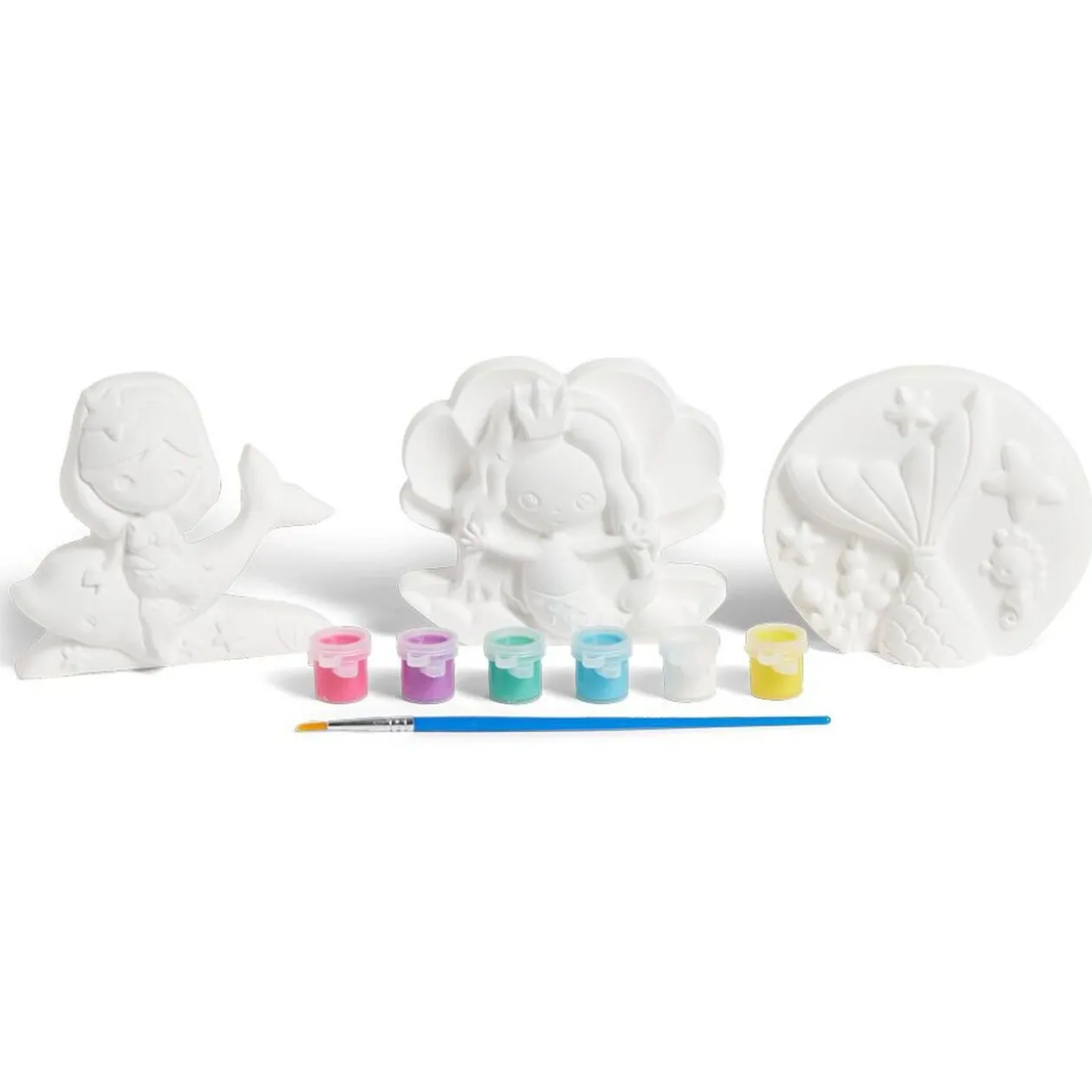 Lot de 3 figurines à peindre thème sirène - peinture et pinceau inclus