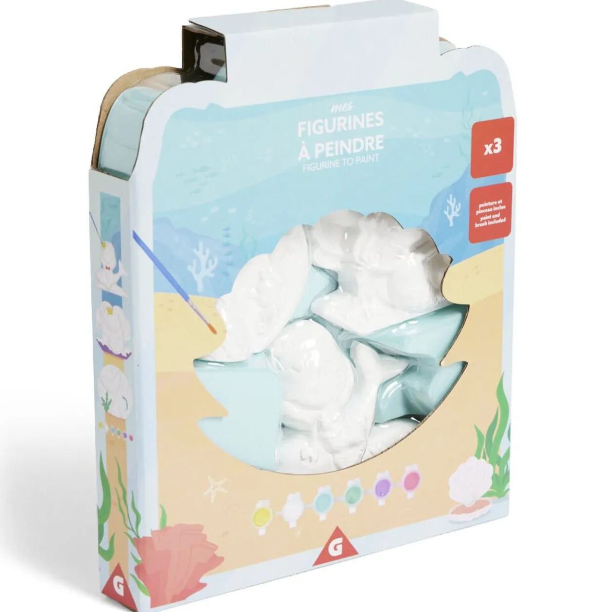 Lot de 3 figurines à peindre thème sirène - peinture et pinceau inclus