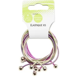 Lot de 5 élastiques avec perles métalisées