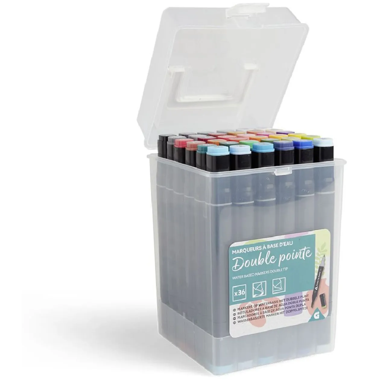 Lot de 36 marqueurs à base d'eau double pointe plastique noir + 3 ans