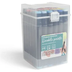 Lot de 36 marqueurs à base d'eau double pointe plastique noir + 3 ans