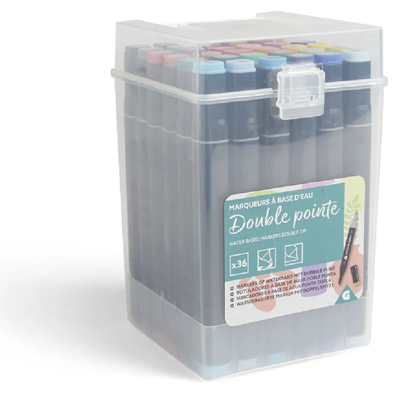 Lot de 36 marqueurs à base d'eau double pointe plastique noir + 3 ans