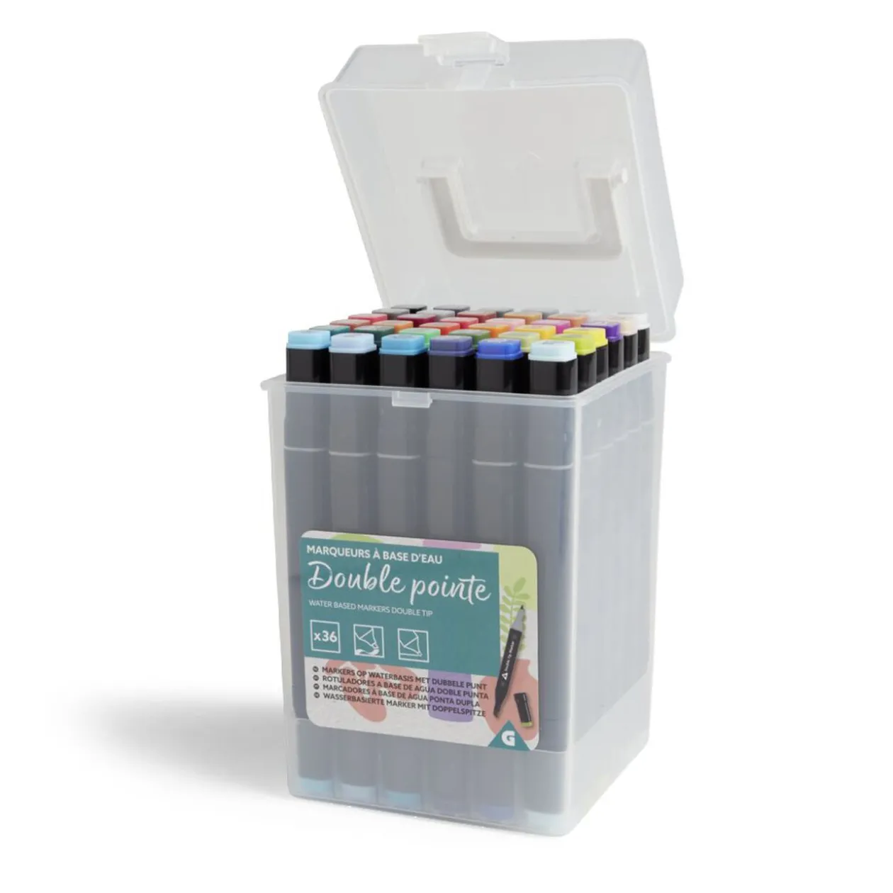 Lot de 36 marqueurs à base d'eau double pointe plastique noir + 3 ans