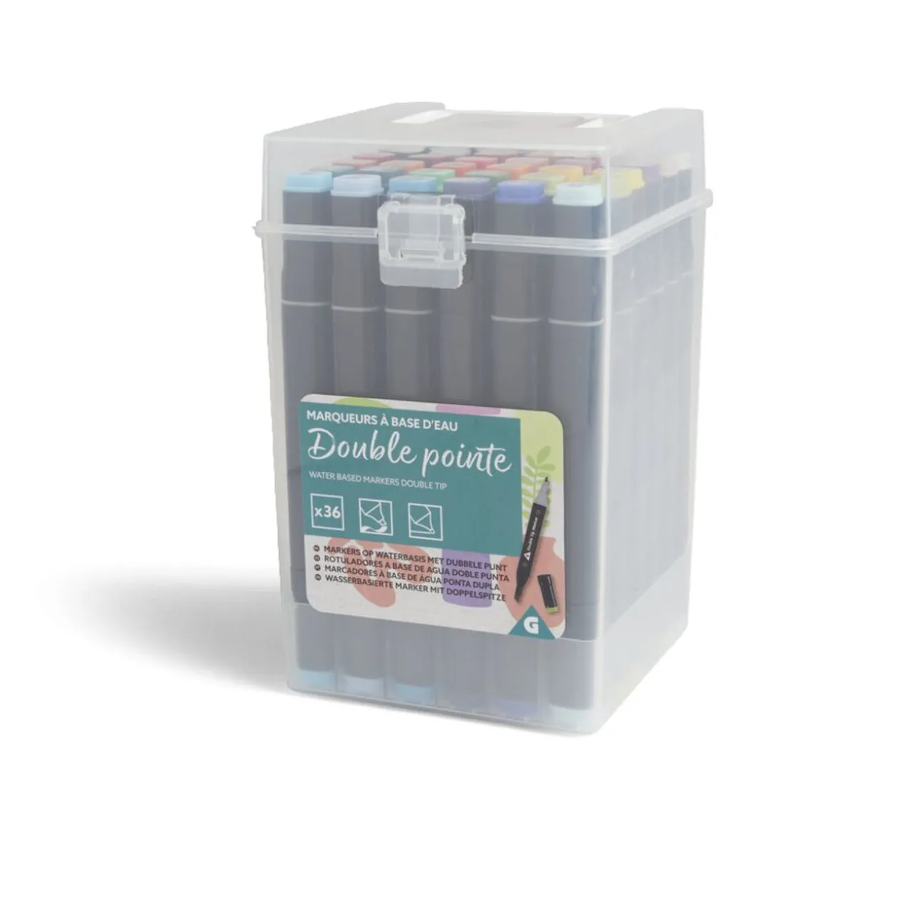Lot de 36 marqueurs à base d'eau double pointe plastique noir + 3 ans