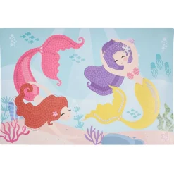 Lot de 4 mosaïques géantes à sticker thème sirène 40x60cm