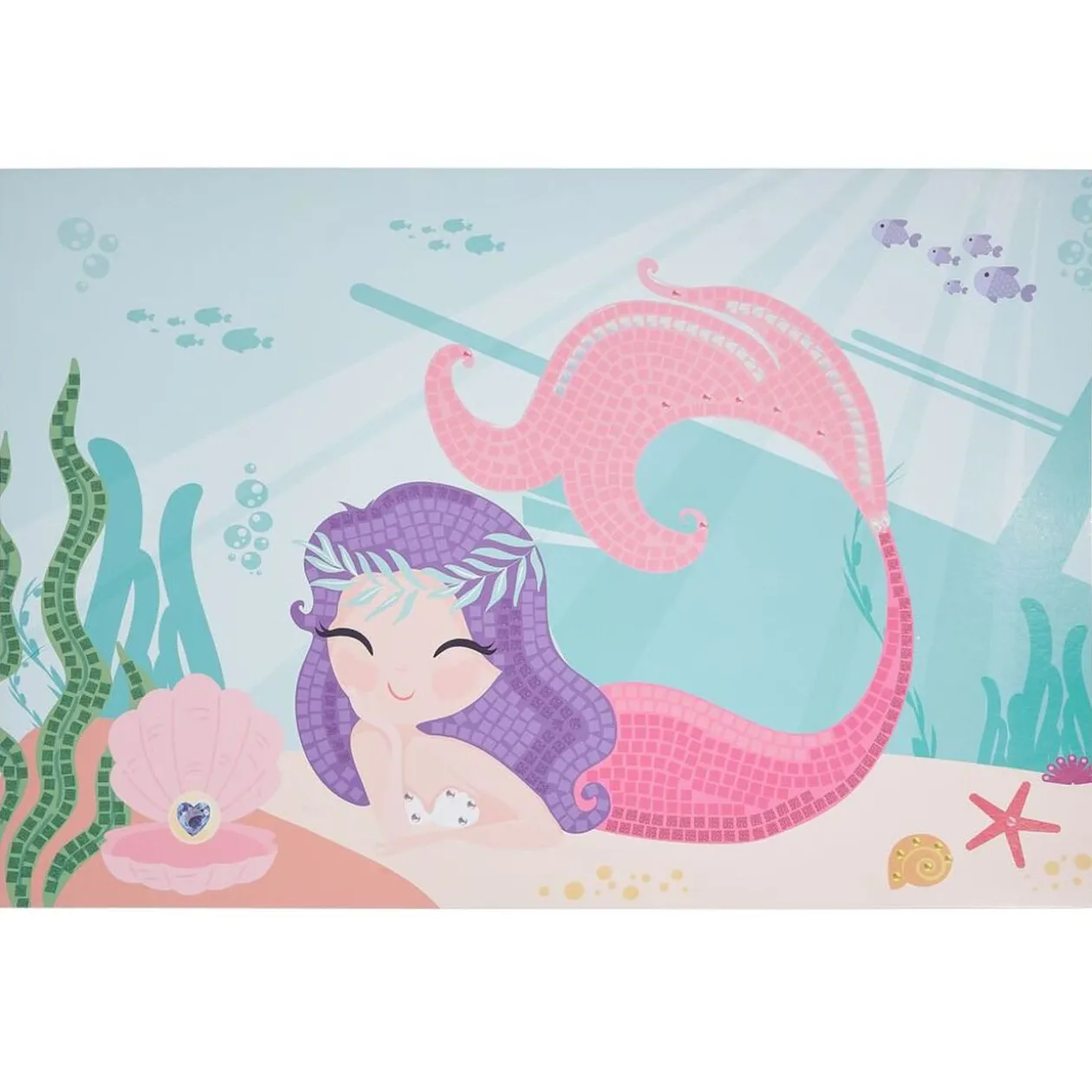 Lot de 4 mosaïques géantes à sticker thème sirène 40x60cm