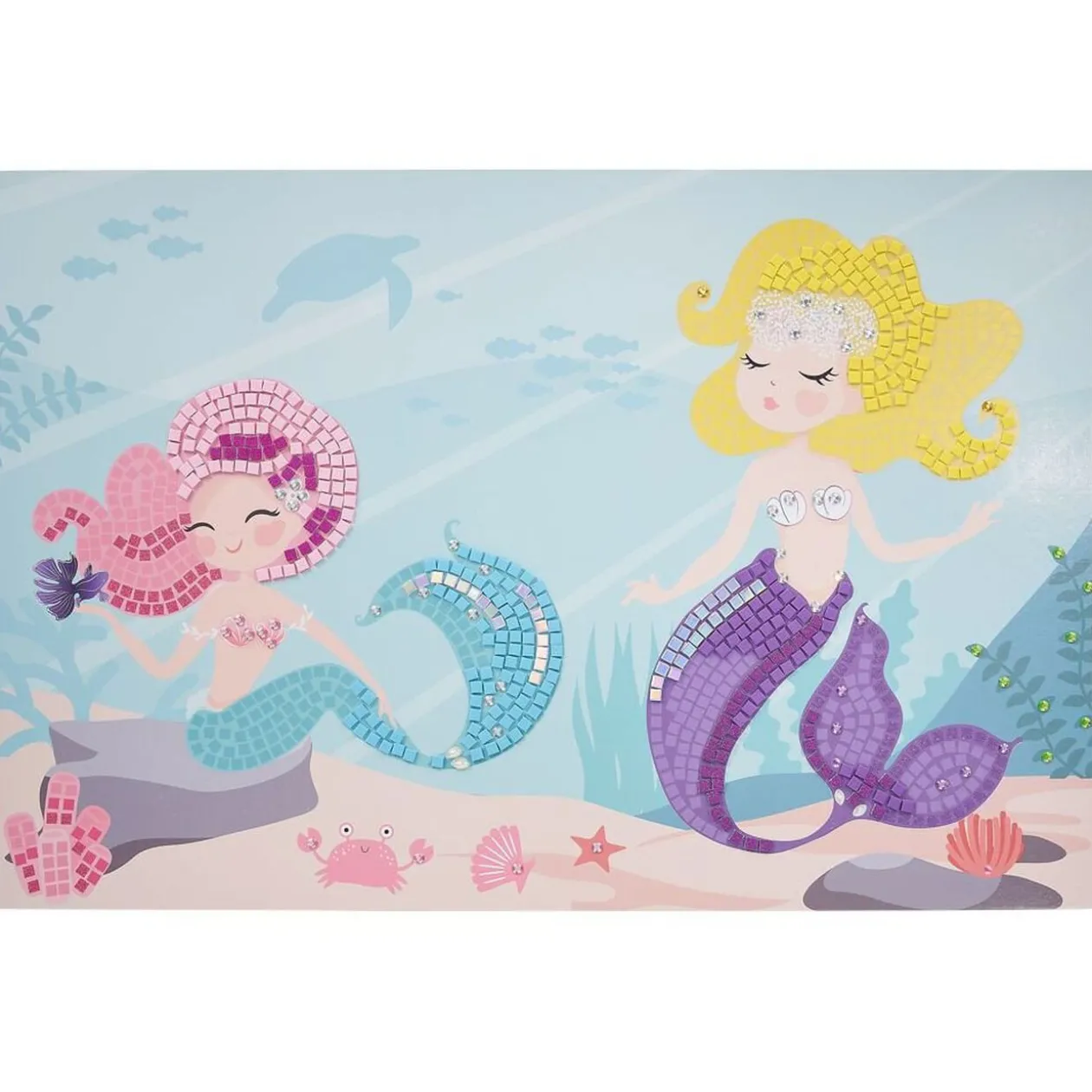 Lot de 4 mosaïques géantes à sticker thème sirène 40x60cm