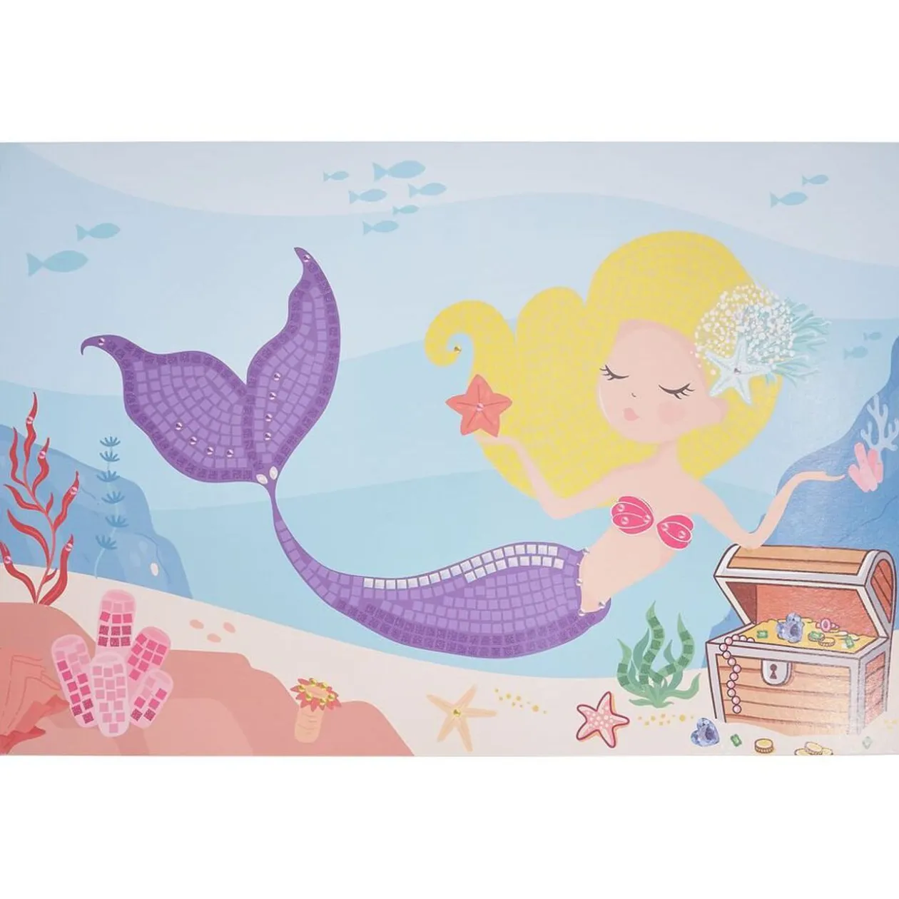 Lot de 4 mosaïques géantes à sticker thème sirène 40x60cm