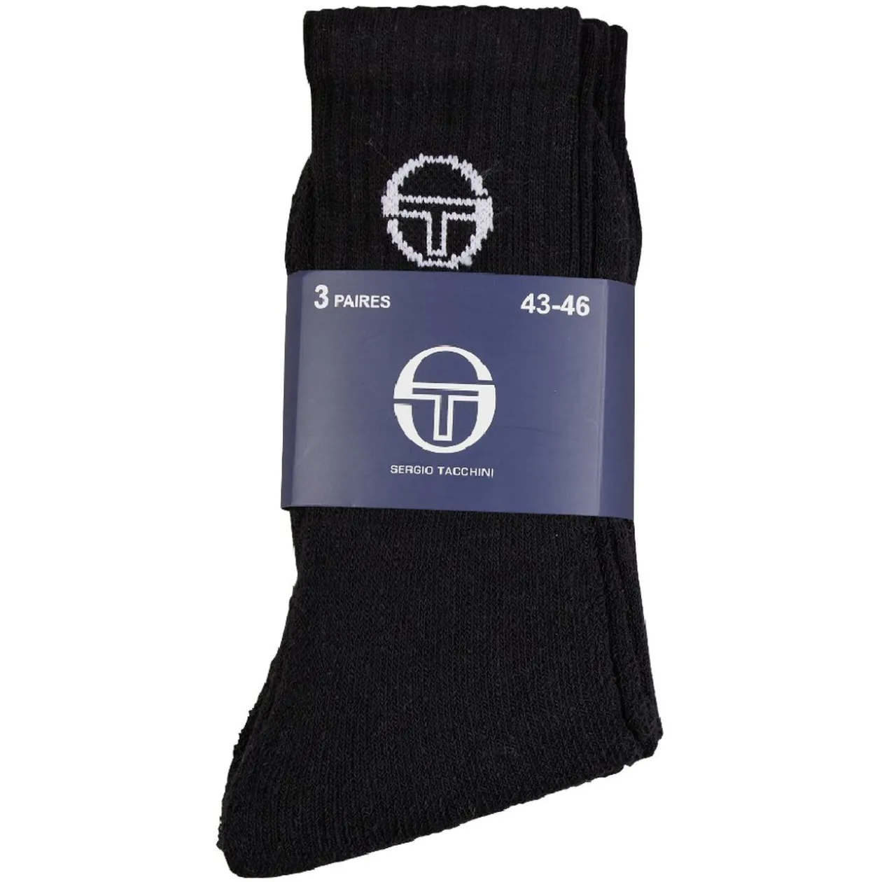 Lot de 3 paires de chaussettes Sergio Tacchini coton noir