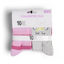 Lot de 10 paires de chaussettes pour enfant polycoton