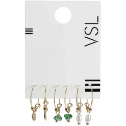 Lot de 3 paires de mini créoles pendentif perle/pierre/pampille