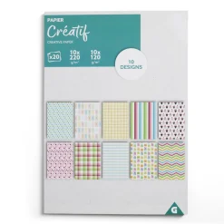 Lot de 20 papiers créatifs 10 designs - 4 modèles