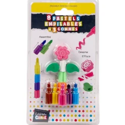 Lot de 6 pastels empilables + 2 gommes
