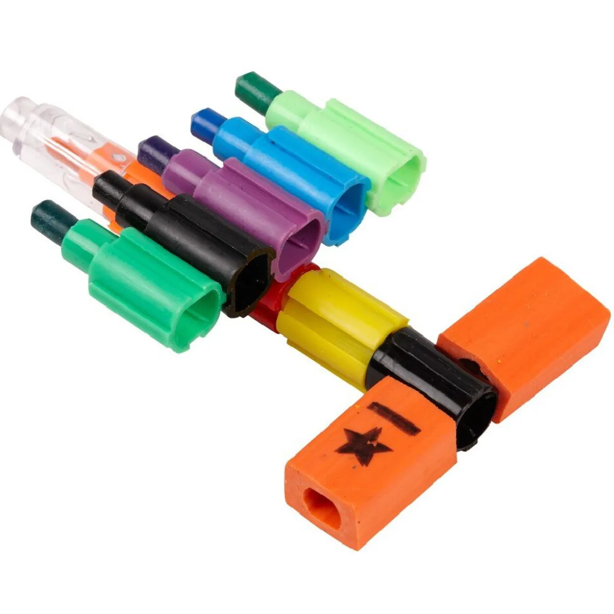 Lot de 6 pastels empilables + 2 gommes