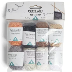 Lot de 8 pelotes 25m coton multicolore 10g
