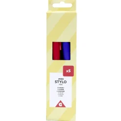 Lot de 5 stylos à encre bleu/noir/rouge 0,6mm