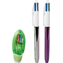 Lot de 2 stylos BIC 4 couleurs + ruban correcteur.