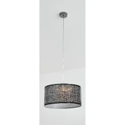 Luminaire à suspension filaire métal perforé gris