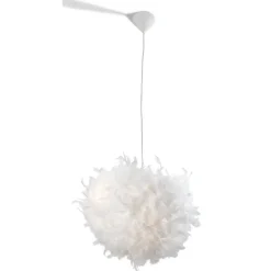 Luminaire à suspension filaire boule à plumes blanc
