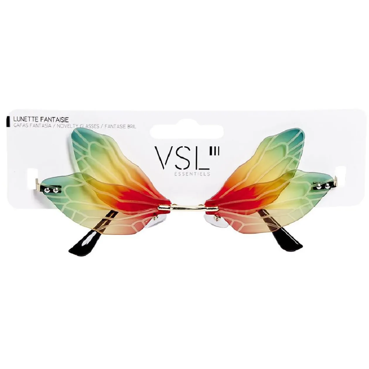 Lunettes fantaisies adulte libellule orange et vert