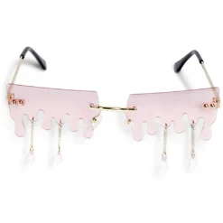 Lunettes fantaisies adulte rose design dégoulinant bijoux pendants
