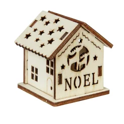 Maison de Noël ajourée motif et inscription à décorer en bois x2